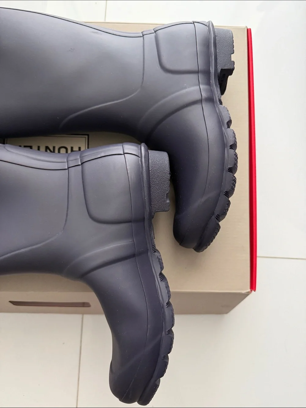Hunter Women's Tall Navy Matte Waterproof Rain Boots